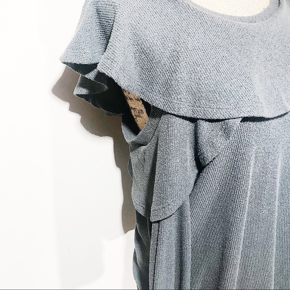 Grey Ruffle Sweater Top - Picture 3 of 7